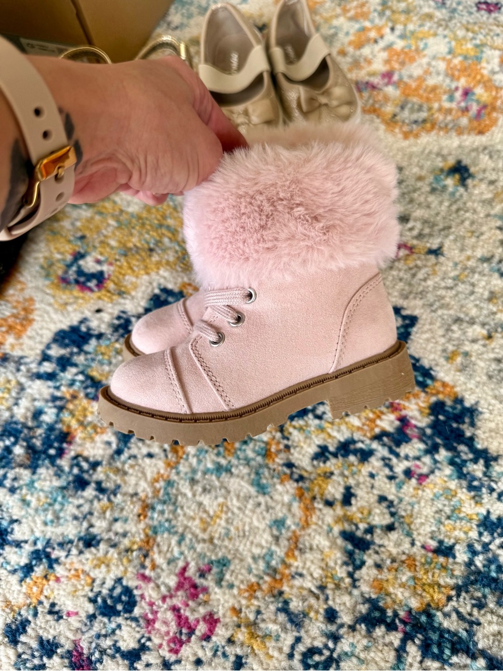 Old Navy Pink Faux-Fur Lined Kids Boots
